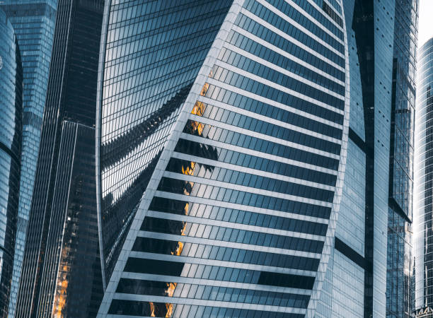istock Moscow City skyscrapers cluster with blue reflective facades 843842894