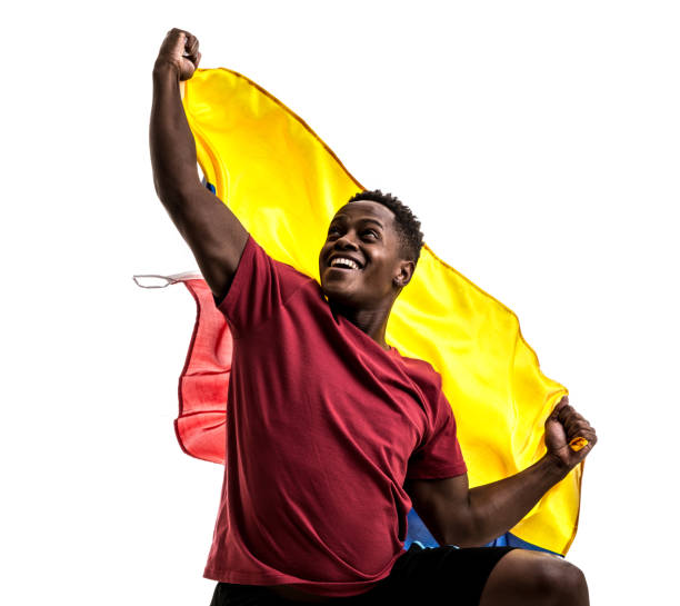 istock Colombian Fan / Sport Player celebrating on white background 843846458