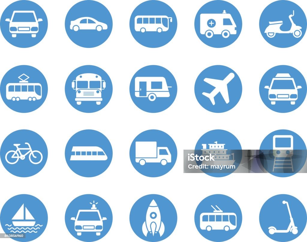 Transport circular icons set Airplane stock vector