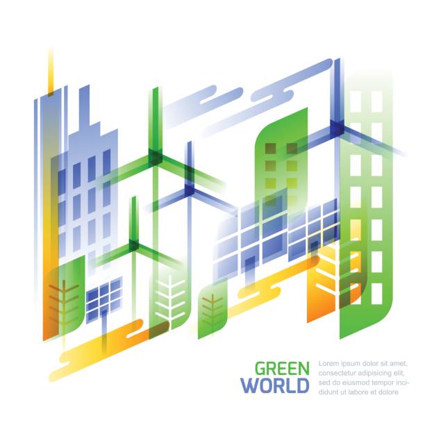 istock Environmental, ecology and saving nature concept. Vector illustration of cityscape,wind turbines, solar battery. 843859820