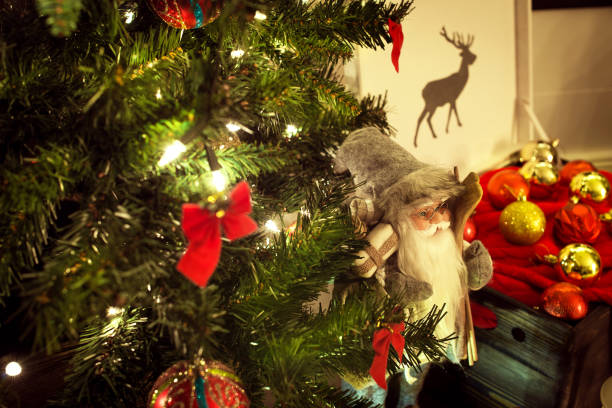 istock Christmas. Room with fireplace and christmas tree 843861370