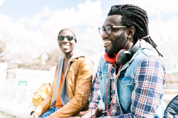istock Two black race friends having fun. 843861444