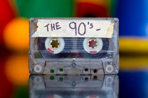 90's Mixed Tape Mixed tape close up. audio cassette photos stock pictures, royalty-free photos & images