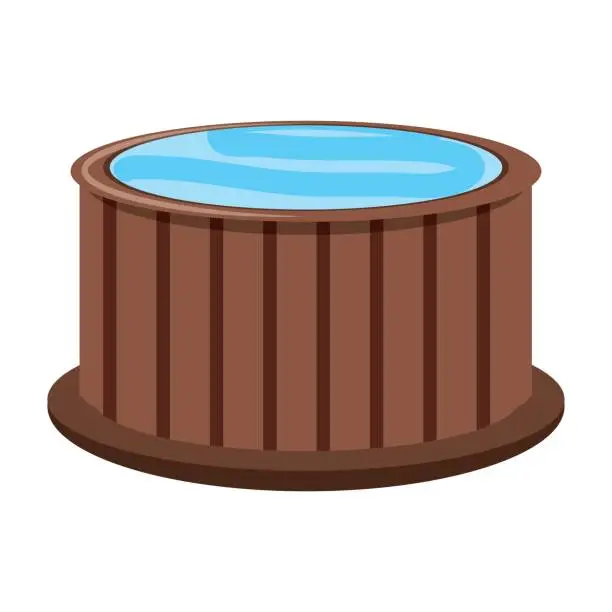 Vector illustration of Wooden hot tub spa