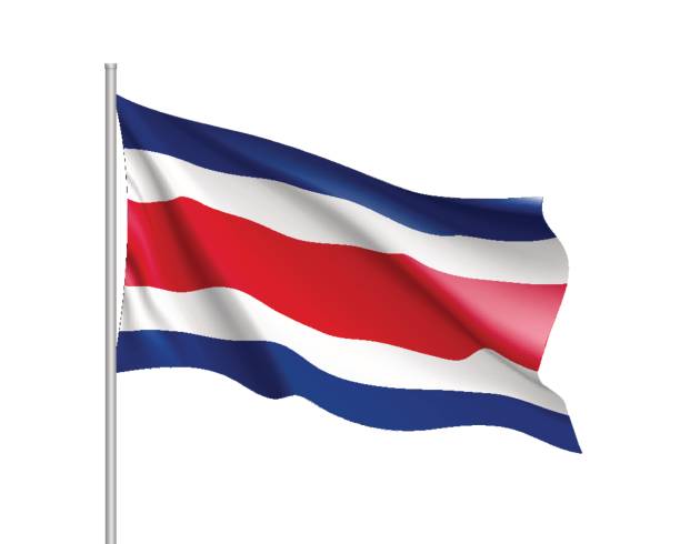 Waving flag of Costa Rica Waving flag of Costa Rica. Illustration of North America country flag on flagpole. 3d vector icon isolated on white background free school borders clip art stock illustrations
