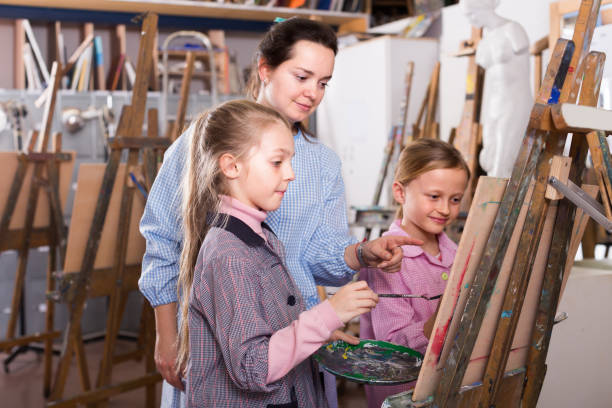 istock teacher giving workshop session during painting class 843892466