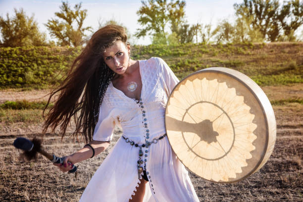 istock Shaman woman  drumming 843899864