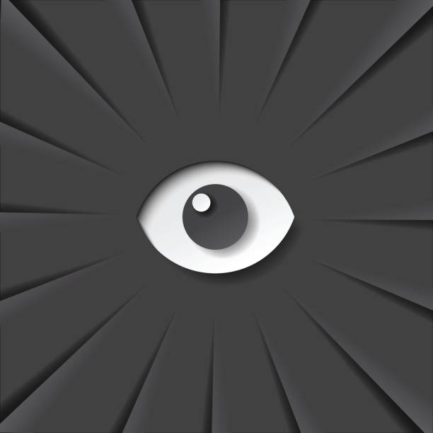 istock Eye and black color of paper cut abstract background 843906858