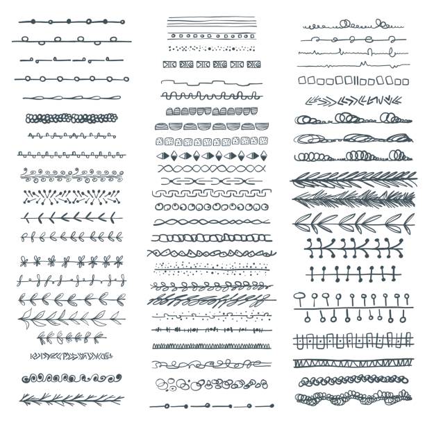 ilustrações, clipart, desenhos animados e ícones de mão de banners e divisores desenhadas - drawing compass drawing circle technology