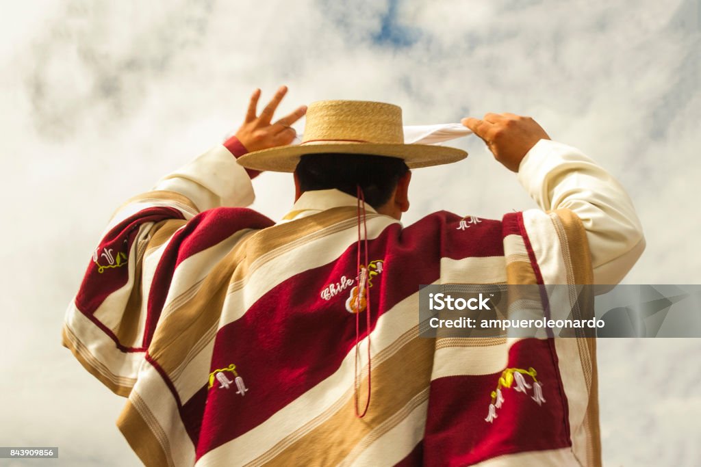 Celebrations of Chile's Independence Day Huaso dancing cueca. Chile Stock Photo