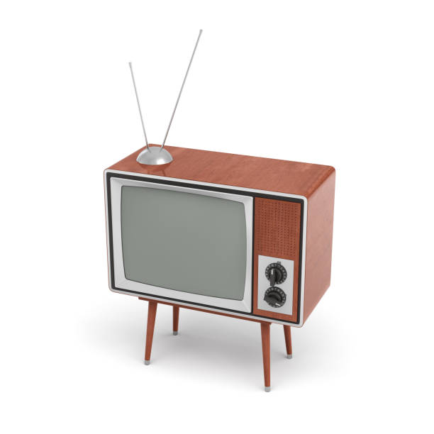 istock 3d rendering of a blank retro TV set with an antenna stands on a low four legged table on white background 843917796