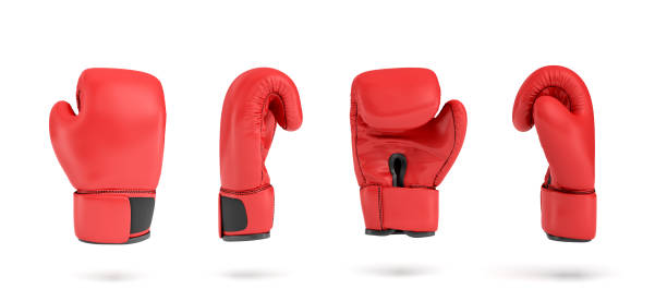 istock 3d rendering of a red right boxing glove in four different angle views 843917808