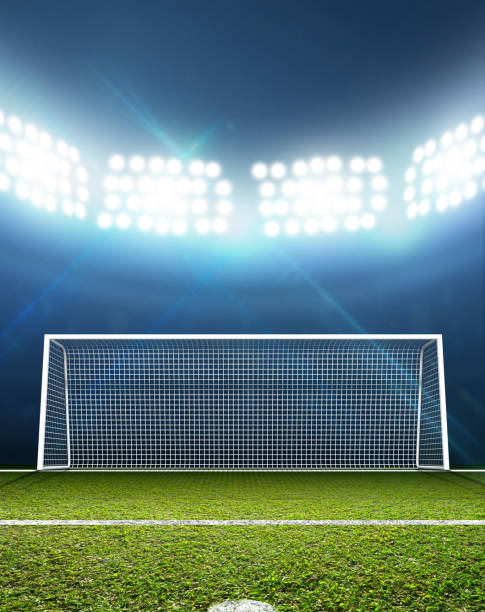 istock Sports Stadium And Soccer Goals 843928192