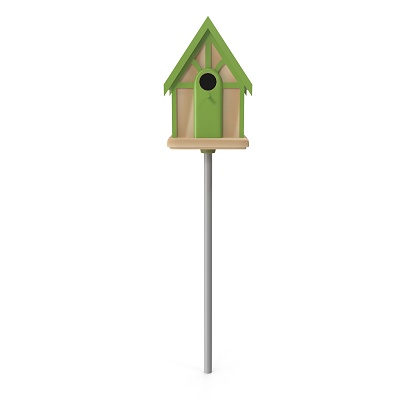 Computer generated 3d bird house isolated on white background