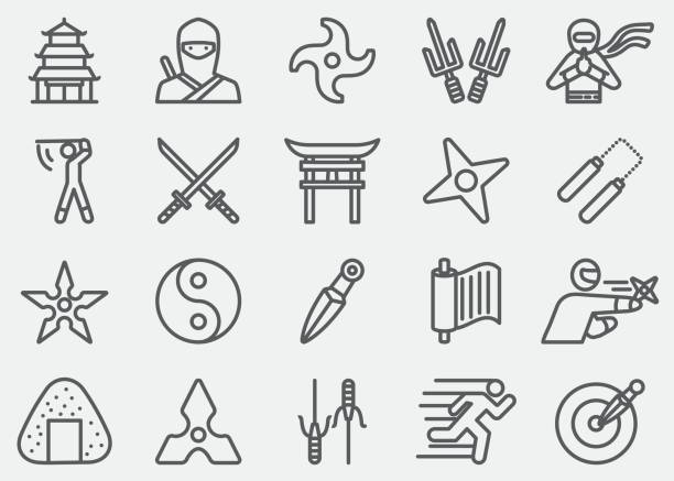 Ninja Line Icons Ninja Line Icons razor blade stock illustrations