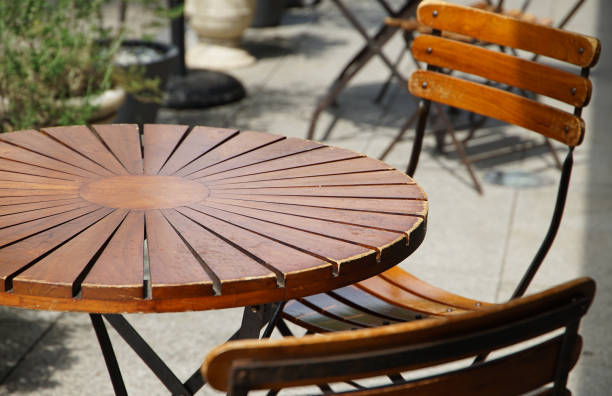 istock Wooden round table and chair 843939124