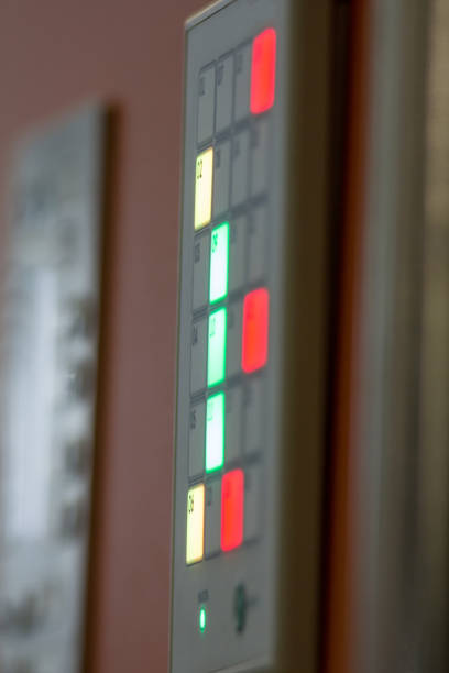 istock Fire control panel - mange of security on plastics products plant, close up, vertical 843941756