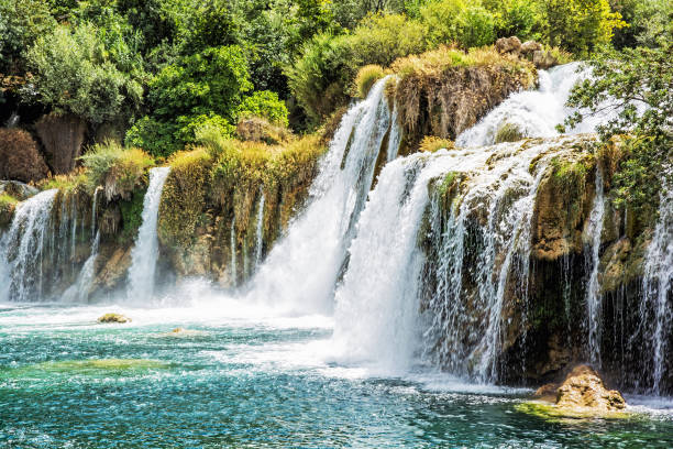 istock Krka waterfalls, croatian national park, side view 843946738