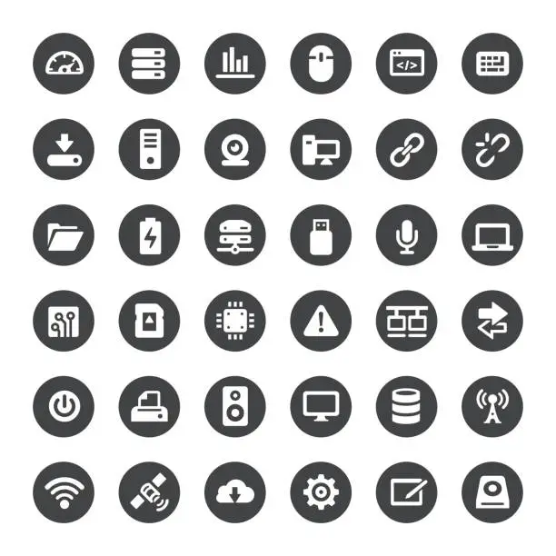 Vector illustration of Computers and Technology Icons - Big Circle Series