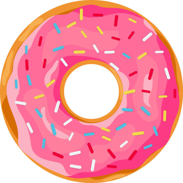 pączek z różową glazurą. - donut glazed bakery unhealthy eating stock illustrations