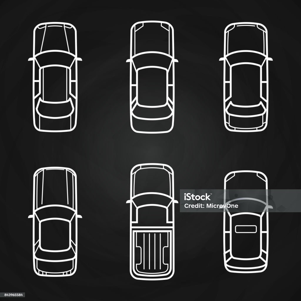 Coches blancos plantilla set - top de coches ve los iconos - arte vectorial de Coche libre de derechos