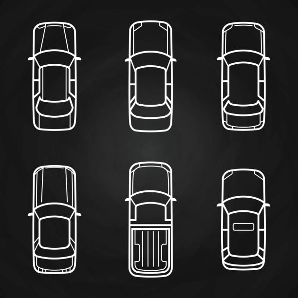 White cars template set - cars top view icons White cars template set - cars top view icons. Vector illustration view stock illustrations