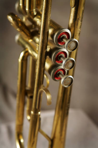 tromba sul palco - close up nightclub trumpet nobody foto e immagini stock