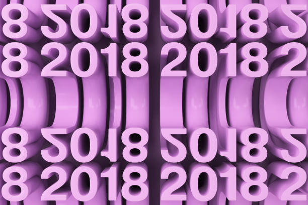 istock Grid of violet New 2018 Year figures 843968994