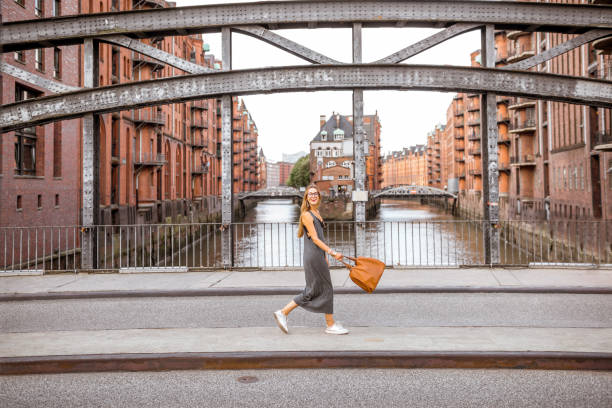 istock Business woman on the iron bridge 843969146