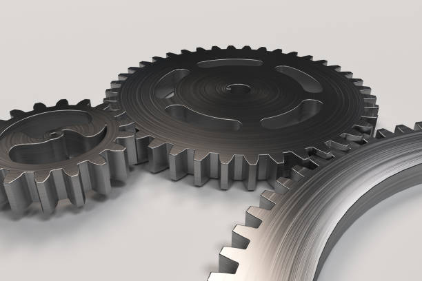 istock Set of metal gears and cogs on white background 843969280