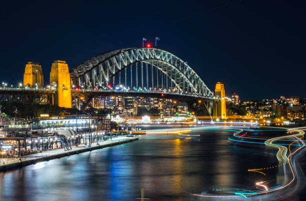 istock Lights Of Sydney's Circular Quay At Night 843976572