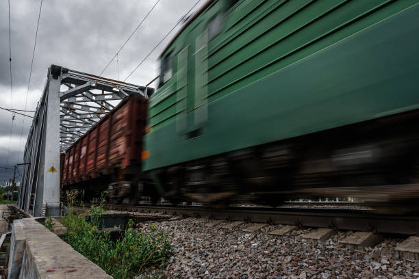 istock Train, railway wagons with motion blur effect. transportation, railroad 843978556