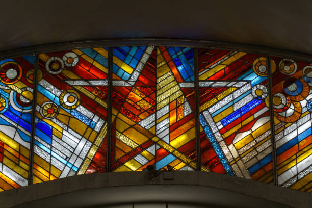 istock stained-glass window, star and diagonal lines 843978684
