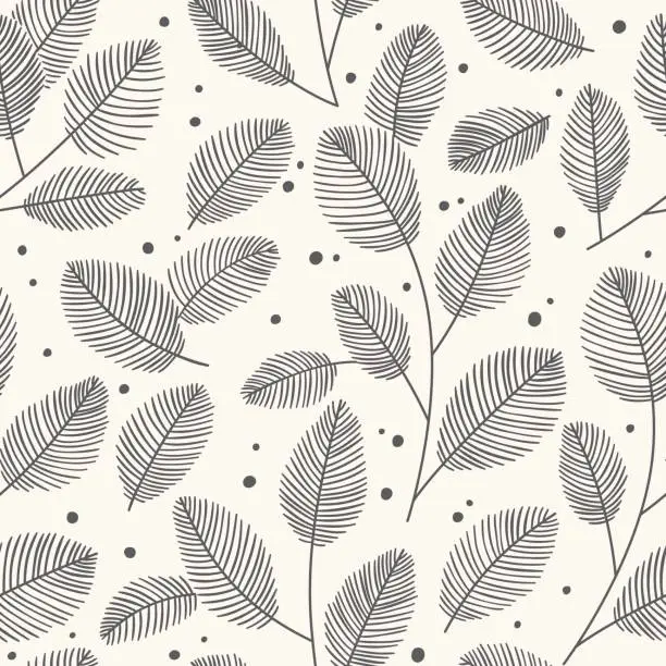 Vector illustration of Hand drawn seamless pattern with decorative leaves. Autumn vector illustration.