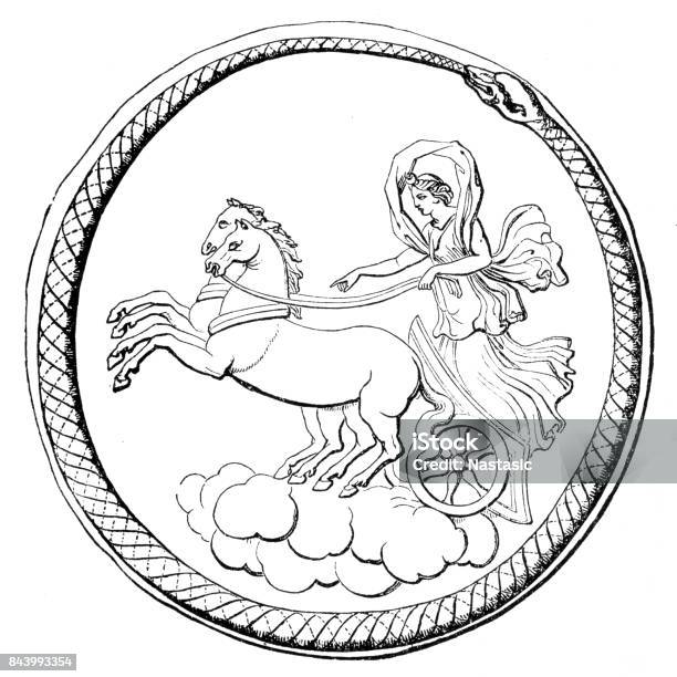 Diana Roman Goddess Stock Illustration - Download Image Now - Goddess, Horse, 19th Century Style