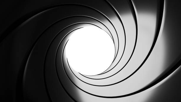 istock Gun barrel effect - a classic James Bond 007 theme - 3D rendering 843999878