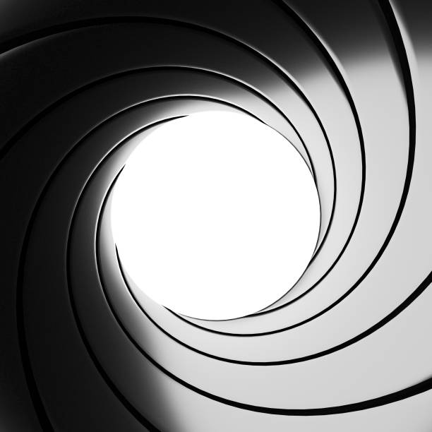 istock Gun barrel effect - a classic James Bond 007 theme - 3D rendering 843999956