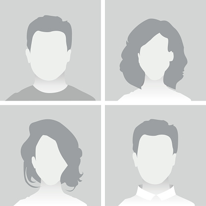 Default Placeholder Avatar Profile on Gray Background. Man and Woman