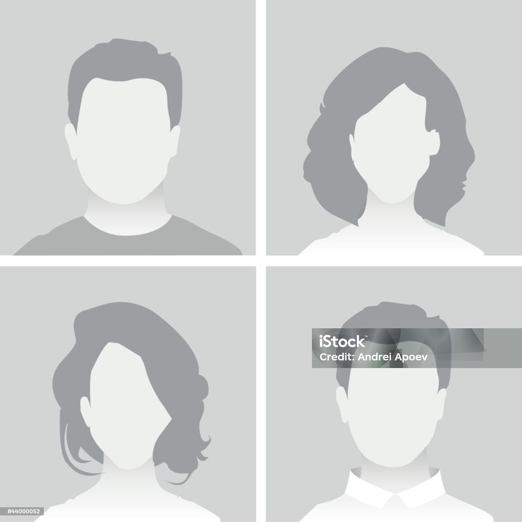 Default Placeholder Man and Woman Default Placeholder Avatar Profile on Gray Background. Man and Woman Avatar stock vector