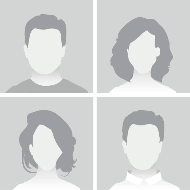 Default Placeholder Man and Woman Default Placeholder Avatar Profile on Gray Background. Man and Woman unrecognizable person stock illustrations