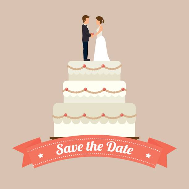 kuvapankkikuvitukset aiheesta häät söpö kortti - hääkakku