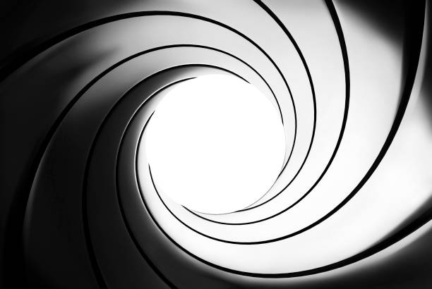 istock Gun barrel effect - a classic James Bond 007 theme - 3D rendering 844000140