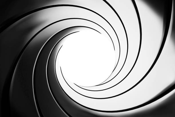 istock Gun barrel effect - a classic James Bond 007 theme - 3D rendering 844000204