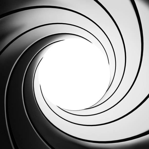 istock Gun barrel effect - a classic James Bond 007 theme - 3D rendering 844000266