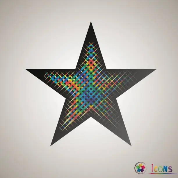 Vector illustration of Clasic star Icon Vector. Isolated, object on white background, multicolor, halftone
