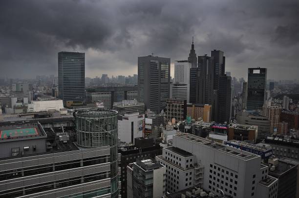 paisaje de la ciudad de tokyo - bahía de tokio fotografías e imágenes de stock