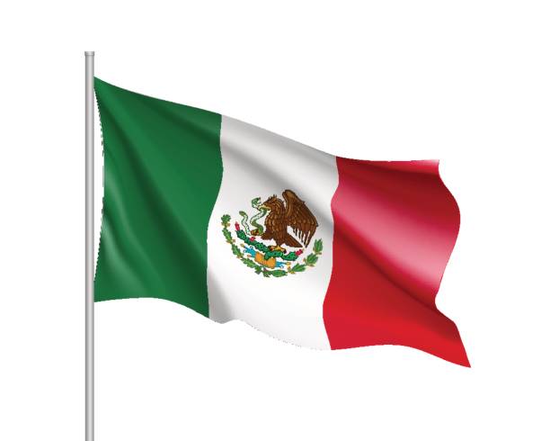 Waving flag of Mexico Waving flag of Mexico. Illustration of North America country flag on flagpole. 3d vector icon isolated on white background motto stock illustrations