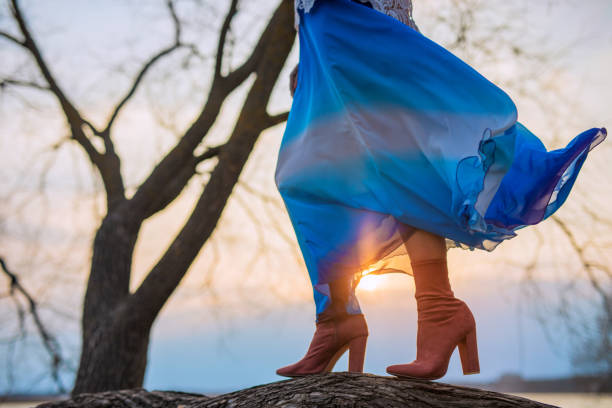 Woman walking in dusk