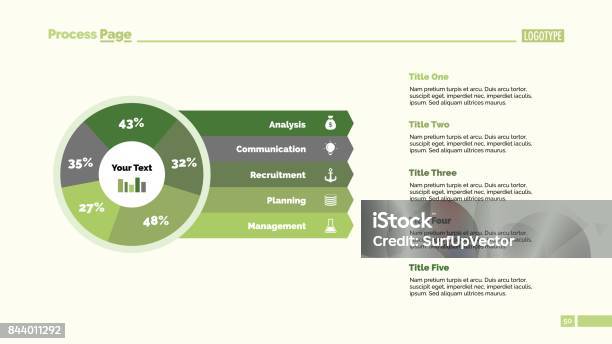 Five Sector Percentage Pie Chart Slide Stock Illustration - Download Image Now - Abstract, Advice, Analyzing