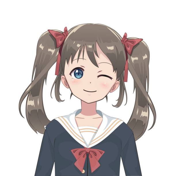 Anime Schoolgirl Cartoon Character In Japanese Classical Style Manga Avatar  Stock Illustration - Download Image Now - iStock